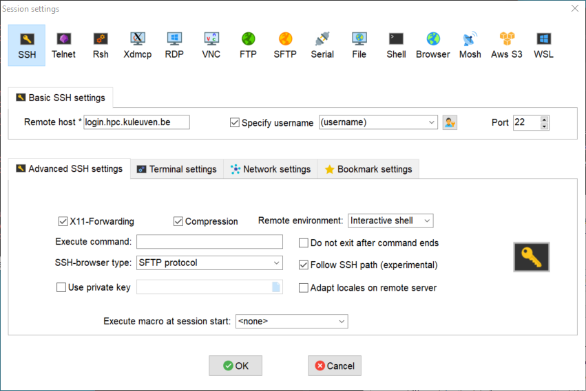 advanced SSH options for KU Leuven clusters